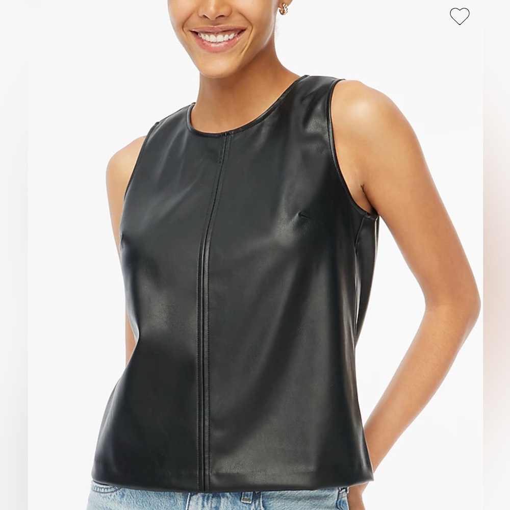 J Crew Faux-leather shell- Black